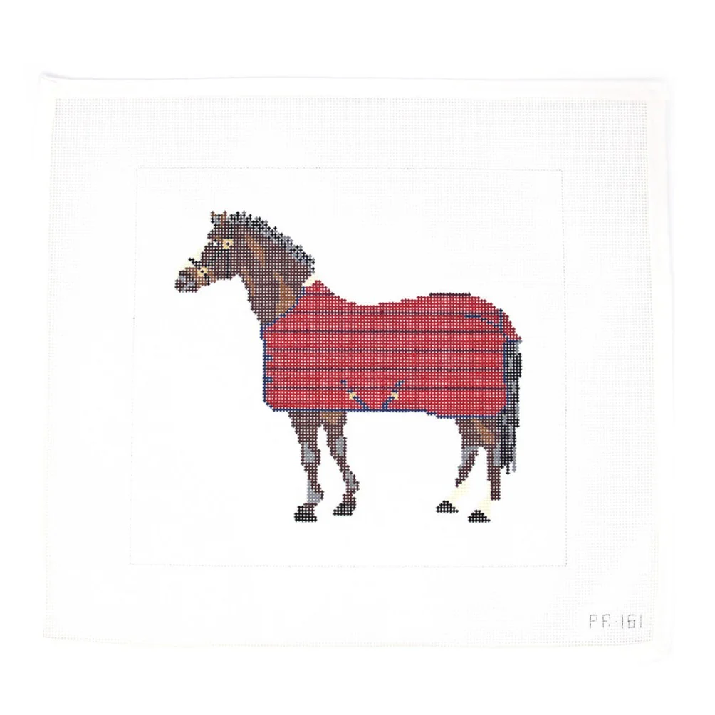 Brown Horse with Red Blanket