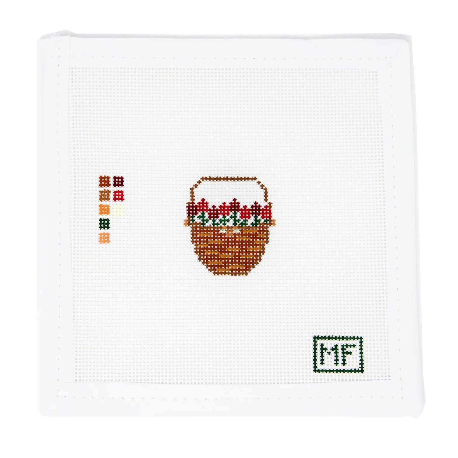 Lightship Basket with Red Flowers