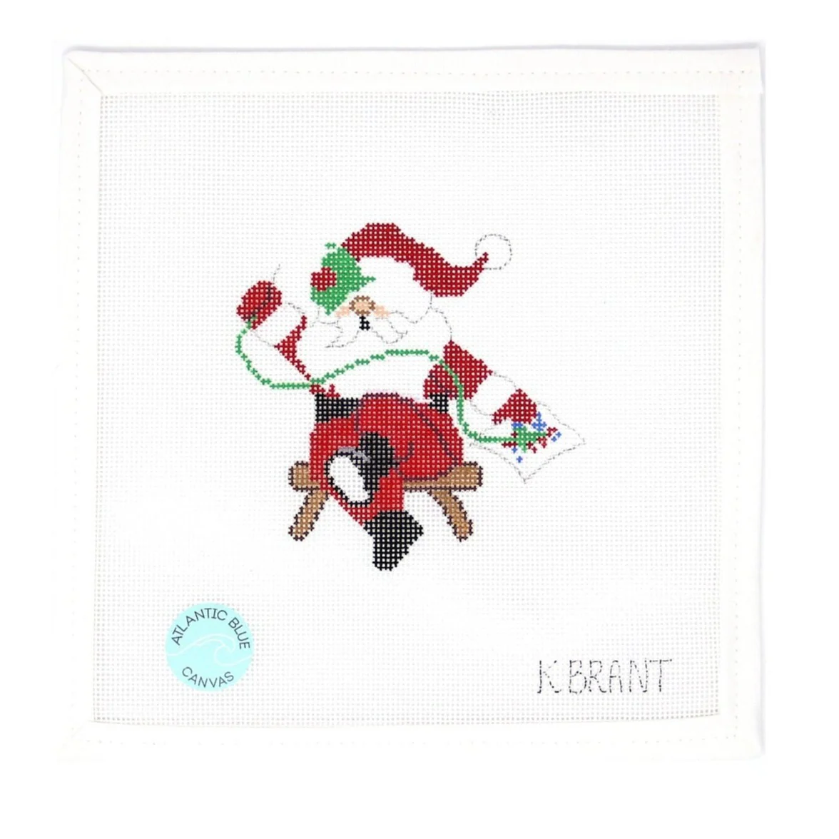 Needlepointing Santa